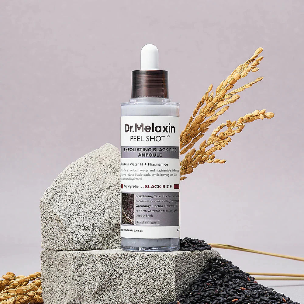 Dr. Melaxin Rice Glow Exfoliant Ampoule – 2PCS (White & Black Rice)